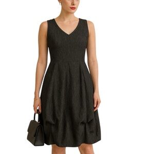 Vintage AB Studio 4 Black Gray Sleeveless Bubble Skirt Dress Y2K Corpcore Goth